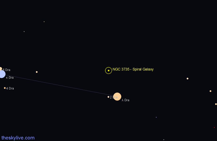 Finder chart NGC 3735 - Spiral Galaxy in Draco star