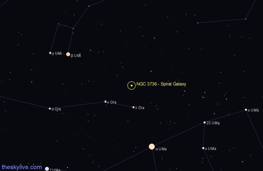 Finder chart NGC 3736 - Spiral Galaxy in Draco star