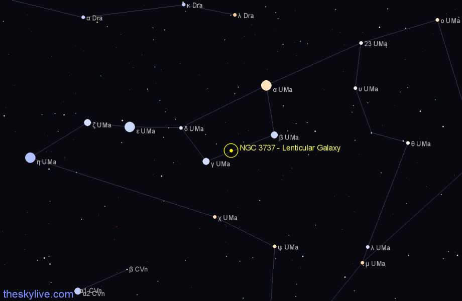 Finder chart NGC 3737 - Lenticular Galaxy in Ursa Major star