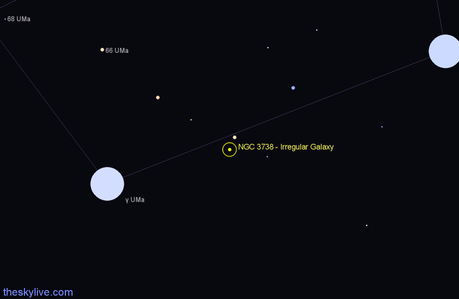 Finder chart NGC 3738 - Irregular Galaxy in Ursa Major star