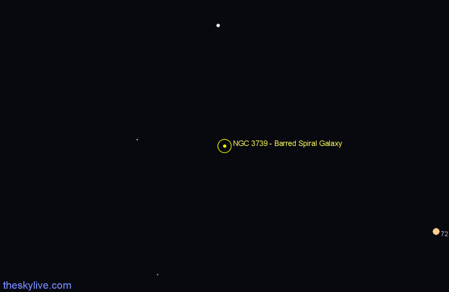 Finder chart NGC 3739 - Barred Spiral Galaxy in Leo star