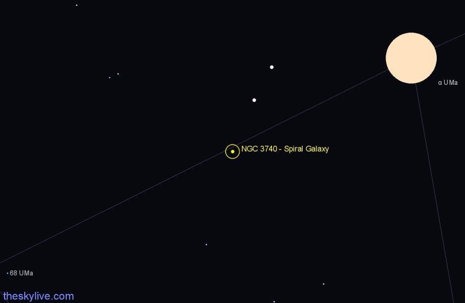 Finder chart NGC 3740 - Spiral Galaxy in Ursa Major star