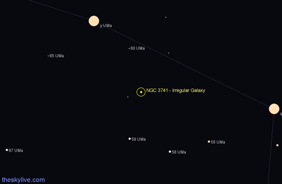 Finder chart NGC 3741 - Irregular Galaxy in Ursa Major star