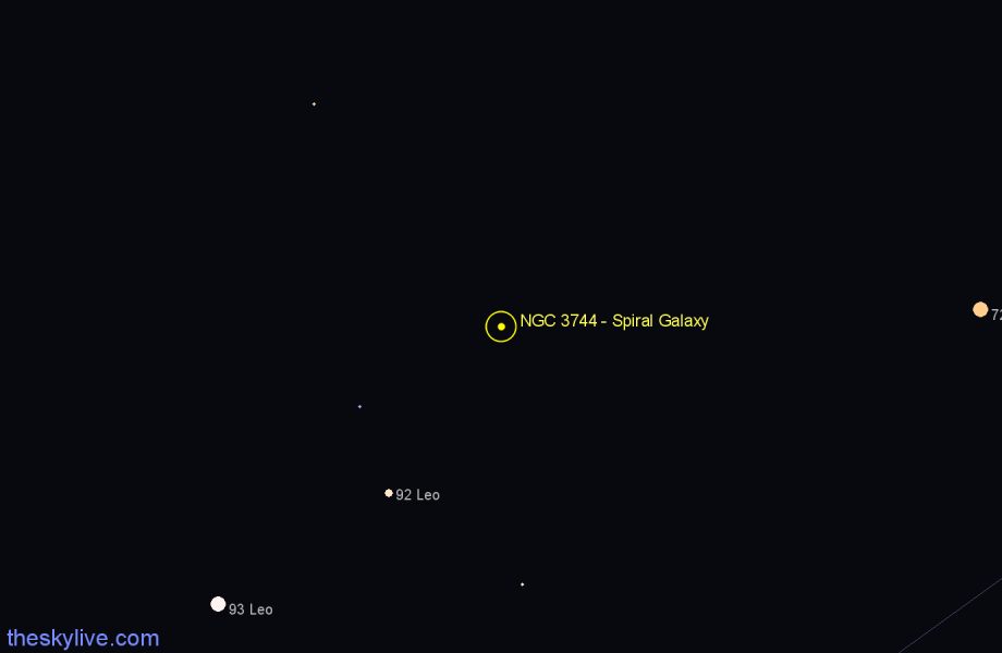 Finder chart NGC 3744 - Spiral Galaxy in Leo star