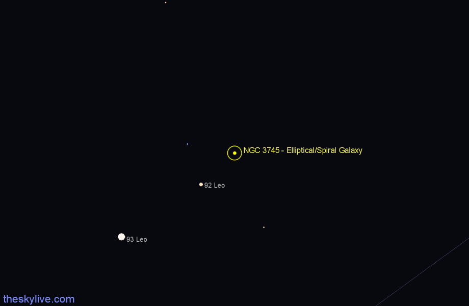 Finder chart NGC 3745 - Elliptical/Spiral Galaxy in Leo star