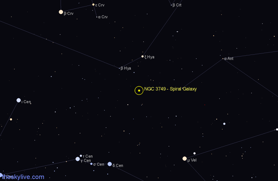 Finder chart NGC 3749 - Spiral Galaxy in Centaurus star