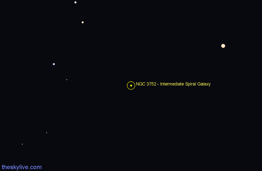 Finder chart NGC 3752 - Intermediate Spiral Galaxy in Draco star