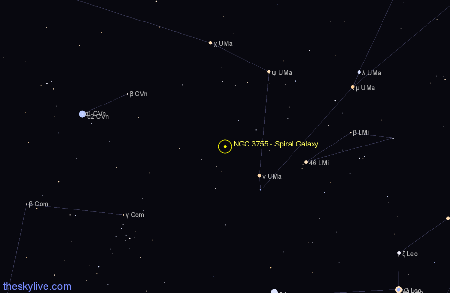 Finder chart NGC 3755 - Spiral Galaxy in Ursa Major star