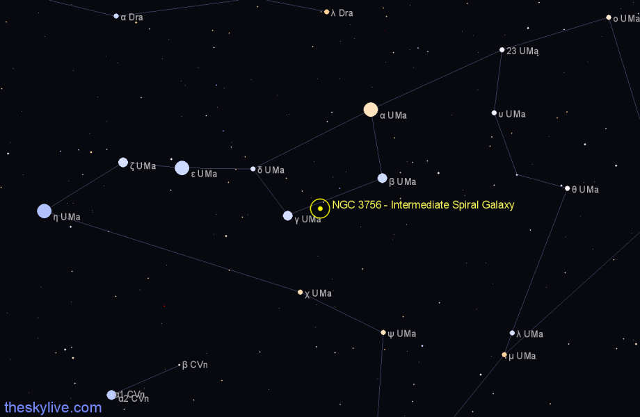 Finder chart NGC 3756 - Intermediate Spiral Galaxy in Ursa Major star