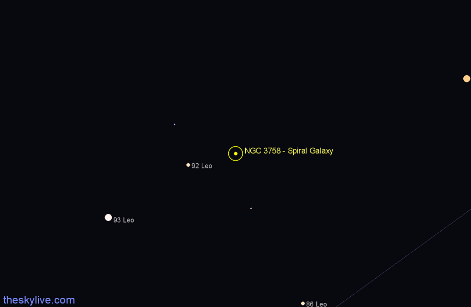 Finder chart NGC 3758 - Spiral Galaxy in Leo star