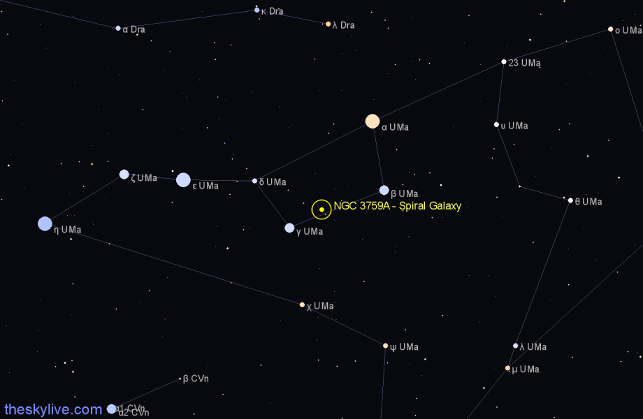 Finder chart NGC 3759A - Spiral Galaxy in Ursa Major star