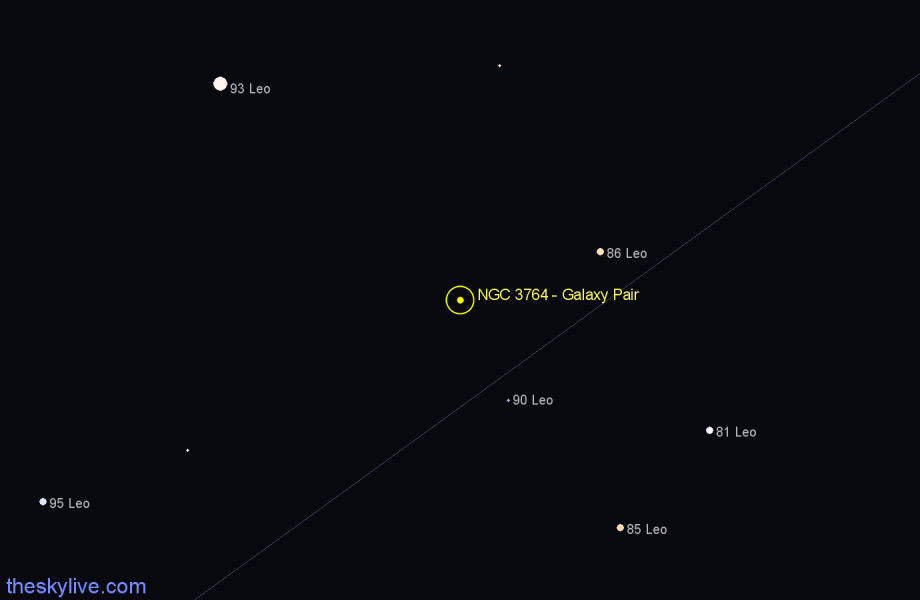 Finder chart NGC 3764 - Galaxy Pair in Leo star