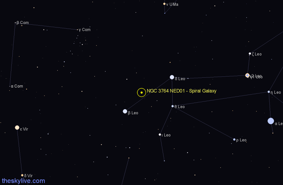 Finder chart NGC 3764 NED01 - Spiral Galaxy in Leo star