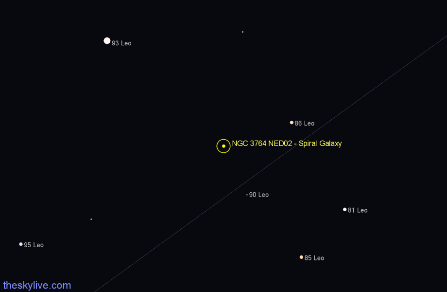 Finder chart NGC 3764 NED02 - Spiral Galaxy in Leo star