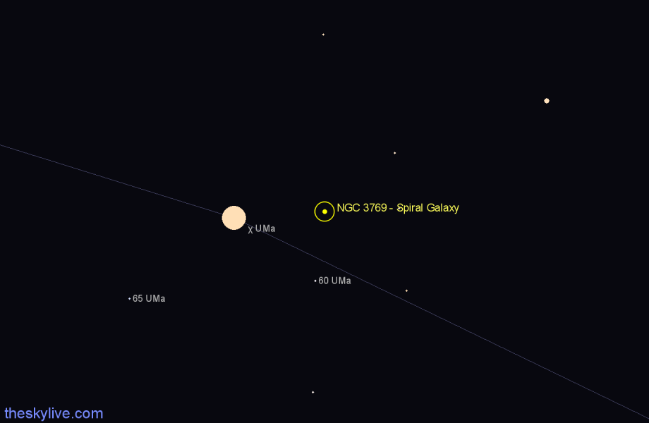 Finder chart NGC 3769 - Spiral Galaxy in Ursa Major star