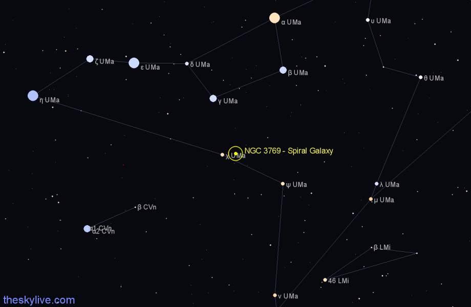 Finder chart NGC 3769 - Spiral Galaxy in Ursa Major star