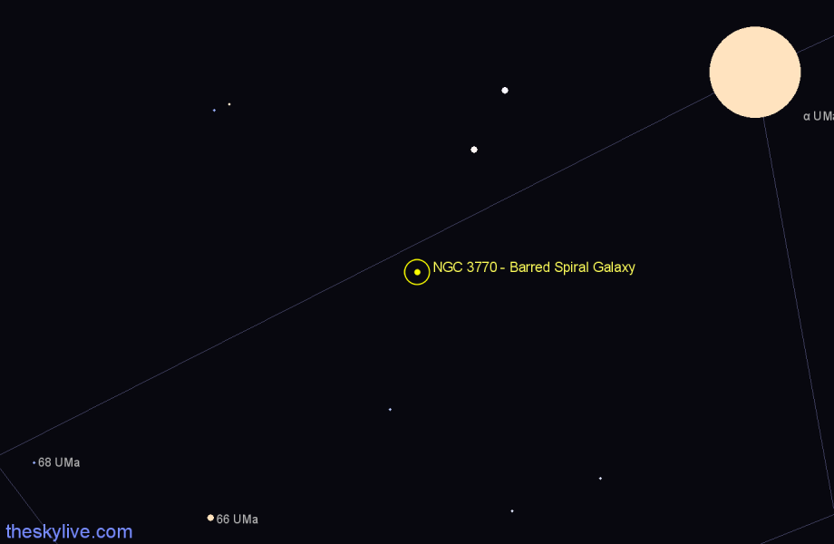 Finder chart NGC 3770 - Barred Spiral Galaxy in Ursa Major star