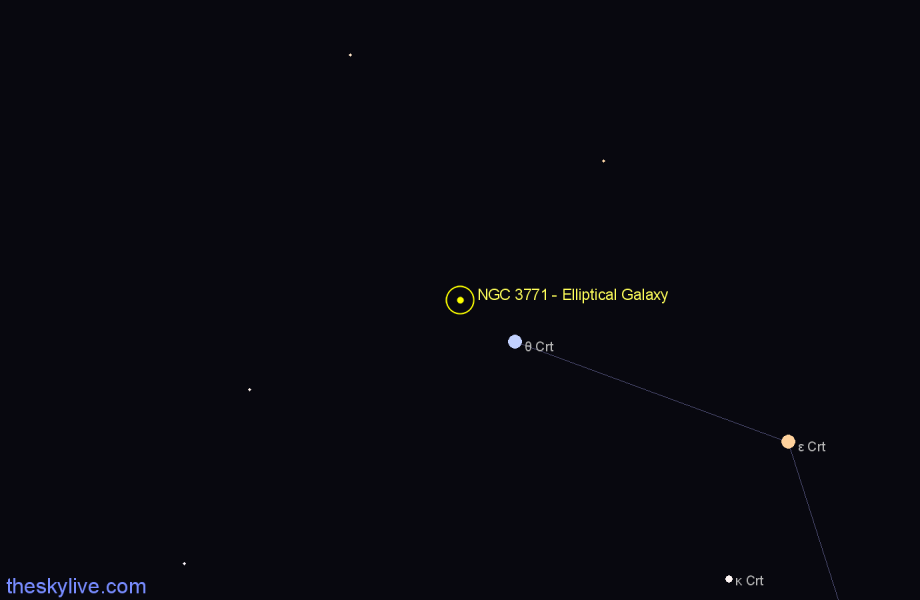 Finder chart NGC 3771 - Elliptical Galaxy in Crater star