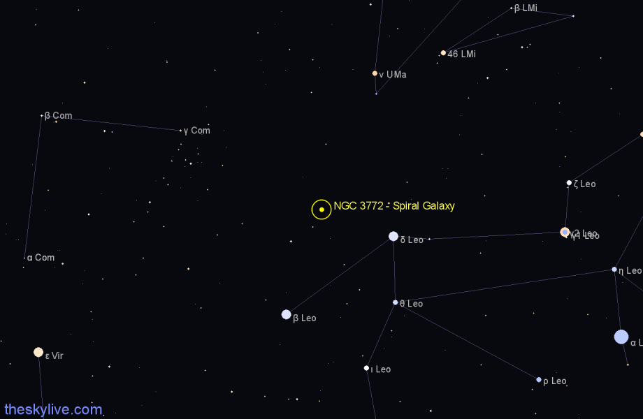 Finder chart NGC 3772 - Spiral Galaxy in Leo star