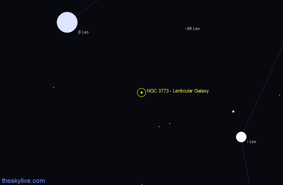 Finder chart NGC 3773 - Lenticular Galaxy in Leo star