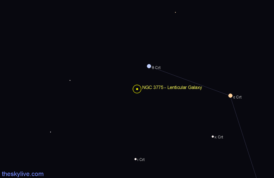 Finder chart NGC 3775 - Lenticular Galaxy in Crater star