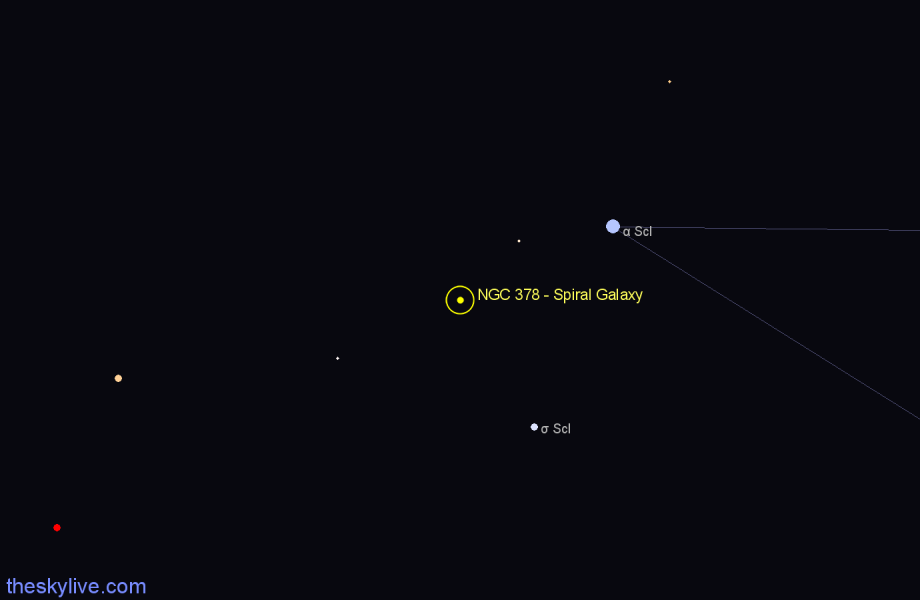 Finder chart NGC 378 - Spiral Galaxy in Sculptor star