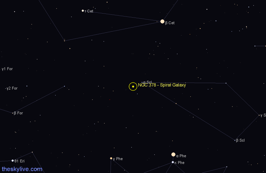 Finder chart NGC 378 - Spiral Galaxy in Sculptor star