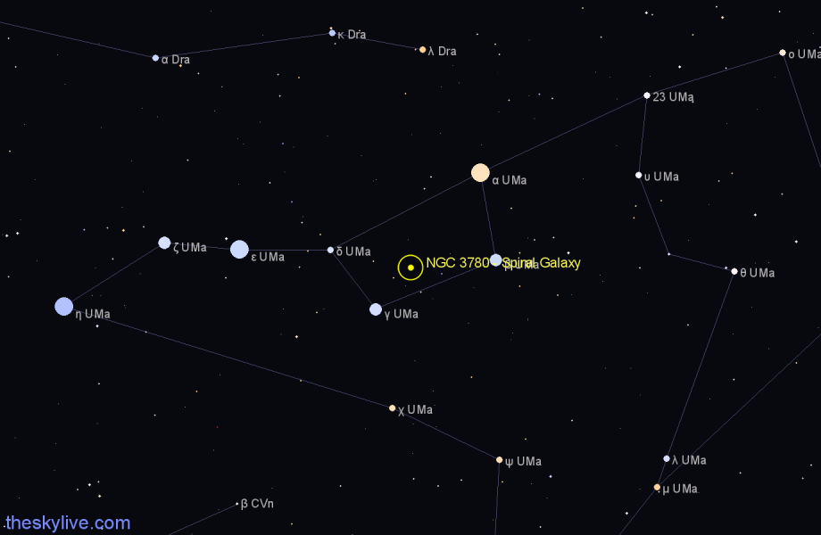 Finder chart NGC 3780 - Spiral Galaxy in Ursa Major star