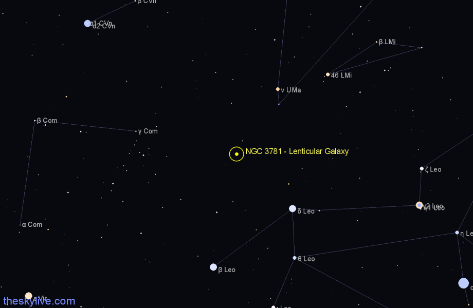 Finder chart NGC 3781 - Lenticular Galaxy in Leo star