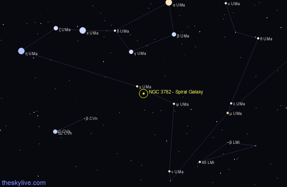 Finder chart NGC 3782 - Spiral Galaxy in Ursa Major star