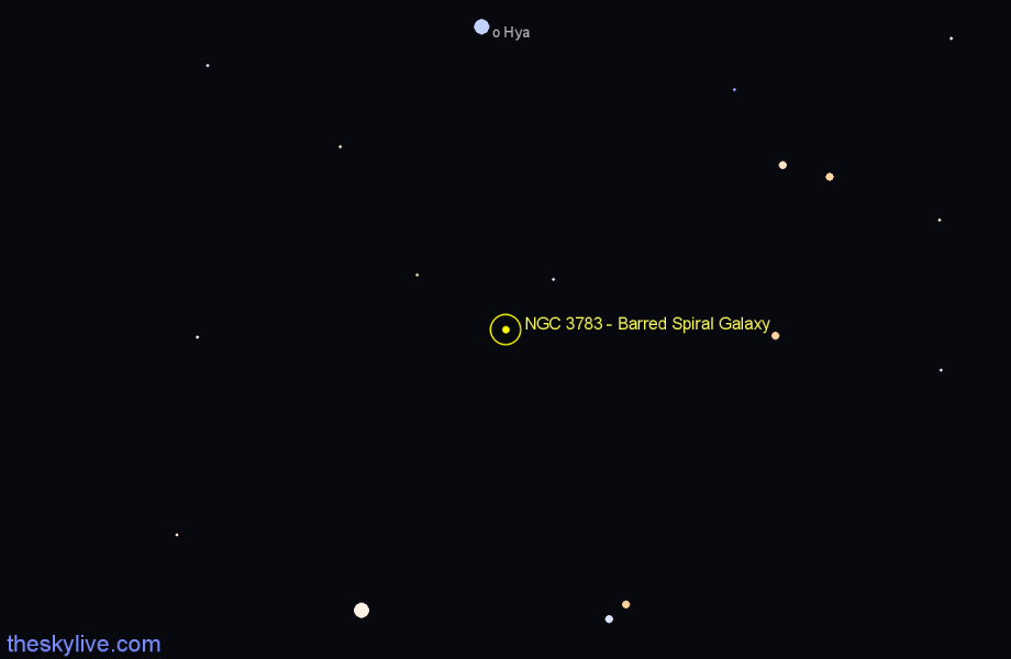 Finder chart NGC 3783 - Barred Spiral Galaxy in Centaurus star