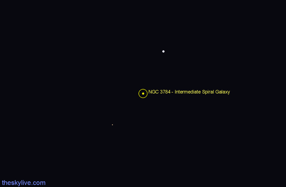 Finder chart NGC 3784 - Intermediate Spiral Galaxy in Leo star