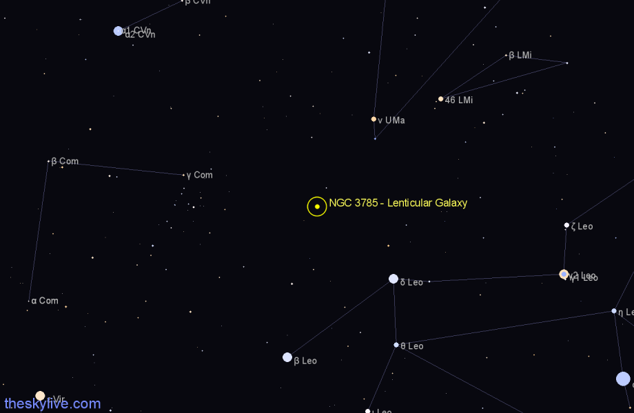 Finder chart NGC 3785 - Lenticular Galaxy in Leo star