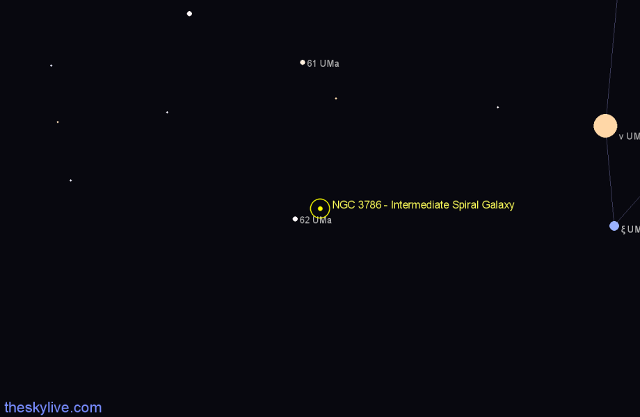 Finder chart NGC 3786 - Intermediate Spiral Galaxy in Ursa Major star