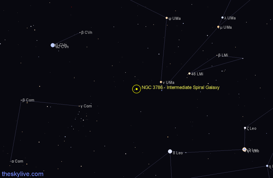 Finder chart NGC 3786 - Intermediate Spiral Galaxy in Ursa Major star