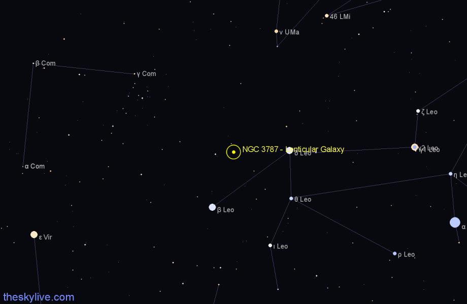 Finder chart NGC 3787 - Lenticular Galaxy in Leo star