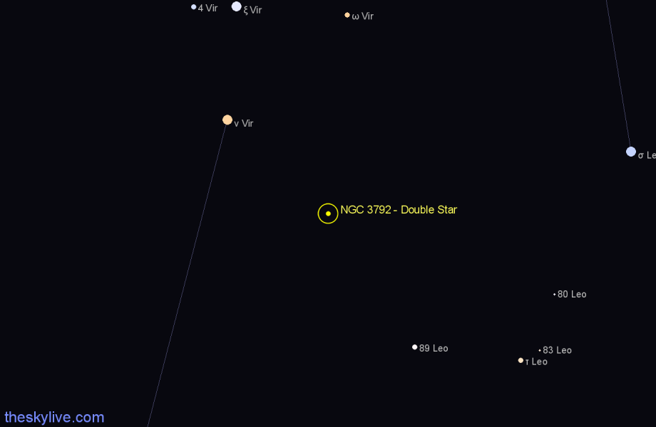 Finder chart NGC 3792 - Double Star in Virgo star