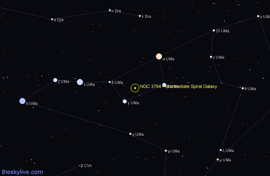 Finder chart NGC 3794 - Intermediate Spiral Galaxy in Ursa Major star