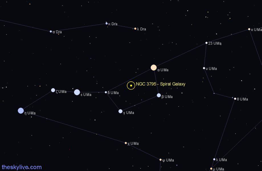 Finder chart NGC 3795 - Spiral Galaxy in Ursa Major star