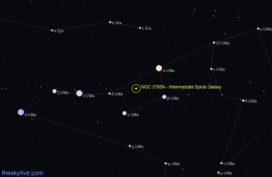 Finder chart NGC 3795A - Intermediate Spiral Galaxy in Ursa Major star