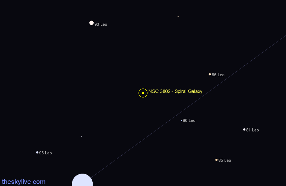 Finder chart NGC 3802 - Spiral Galaxy in Leo star