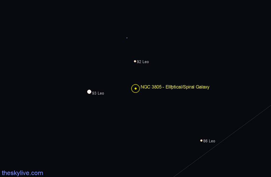 Finder chart NGC 3805 - Elliptical/Spiral Galaxy in Leo star