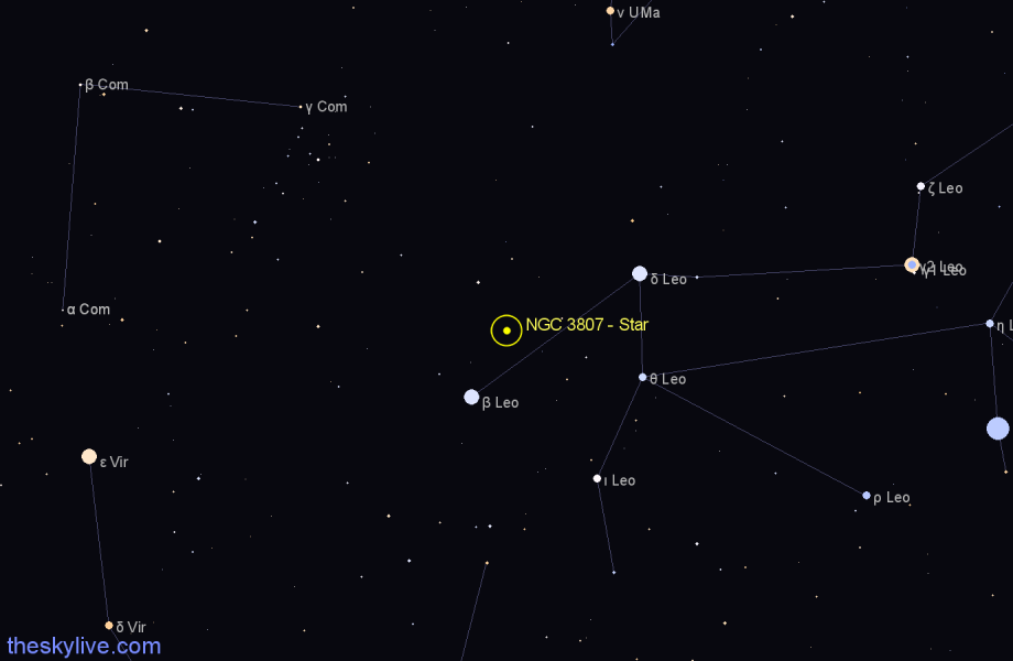 Finder chart NGC 3807 - Star in Leo star