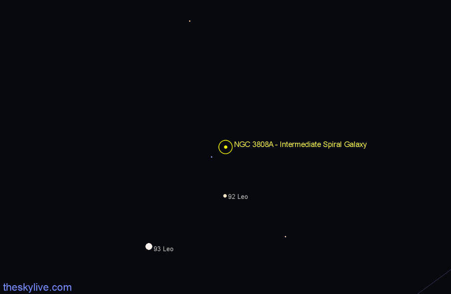 Finder chart NGC 3808A - Intermediate Spiral Galaxy in Leo star