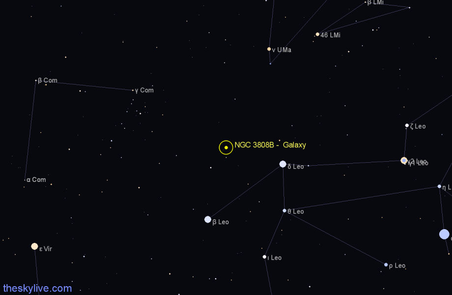 Finder chart NGC 3808B -  Galaxy in Leo star