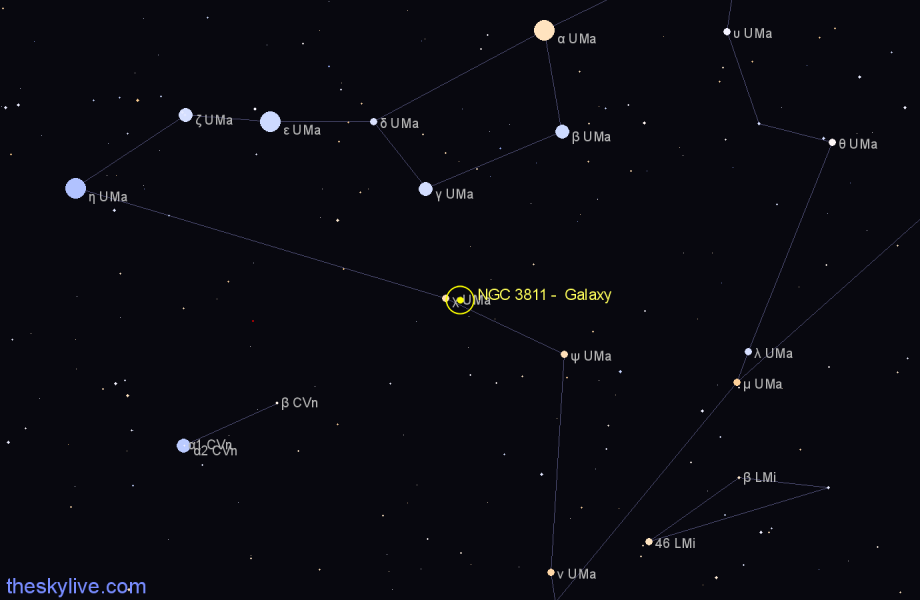 Finder chart NGC 3811 - Galaxy in Ursa Major star