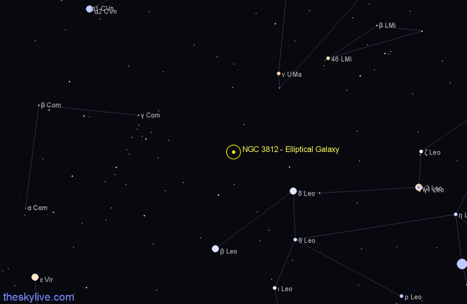 Finder chart NGC 3812 - Elliptical Galaxy in Leo star