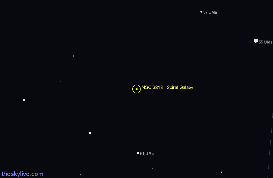 Finder chart NGC 3813 - Spiral Galaxy in Ursa Major star