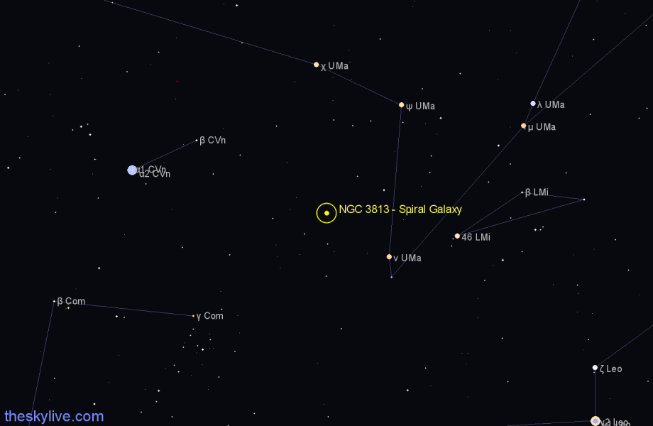 Finder chart NGC 3813 - Spiral Galaxy in Ursa Major star