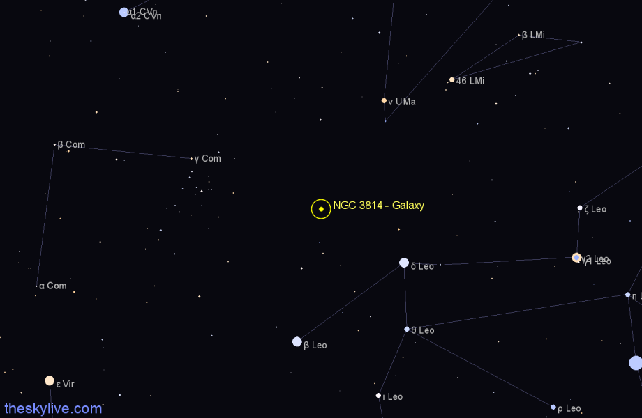 Finder chart NGC 3814 - Galaxy in Leo star